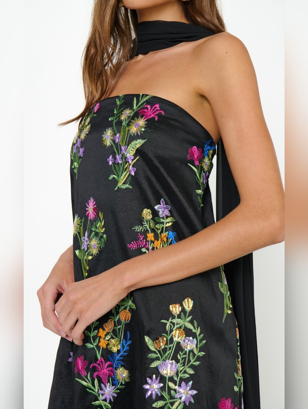 Show Me Your MuMu Riley Maxi Ethereal Sequins Black Dress M Wedding Party Formal - Picture 4 of 10